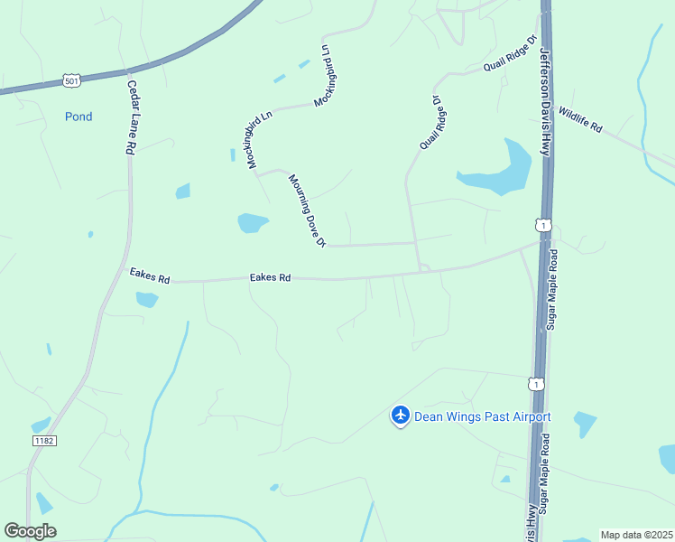 map of restaurants, bars, coffee shops, grocery stores, and more near 476 Eakes Road in Sanford
