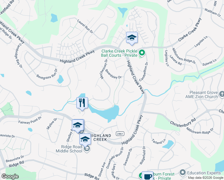 map of restaurants, bars, coffee shops, grocery stores, and more near 5430 McChesney Drive in Charlotte