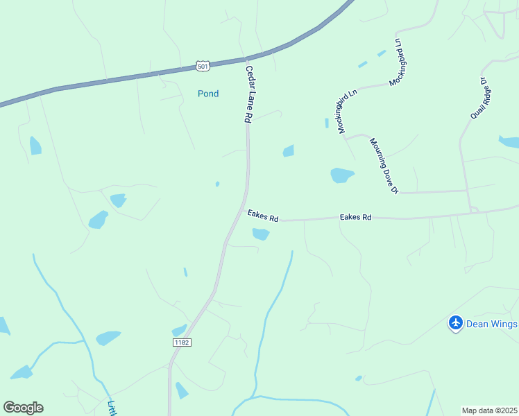 map of restaurants, bars, coffee shops, grocery stores, and more near 1126 Eakes Road in Sanford
