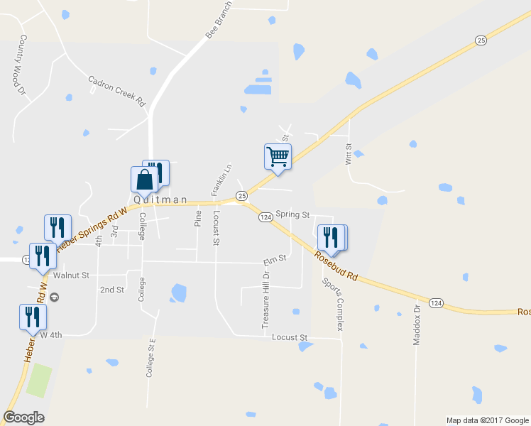 map of restaurants, bars, coffee shops, grocery stores, and more near 79 Spring Street in Quitman