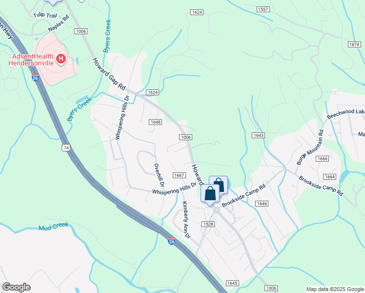 map of restaurants, bars, coffee shops, grocery stores, and more near 2 Lexington Lane in Hendersonville