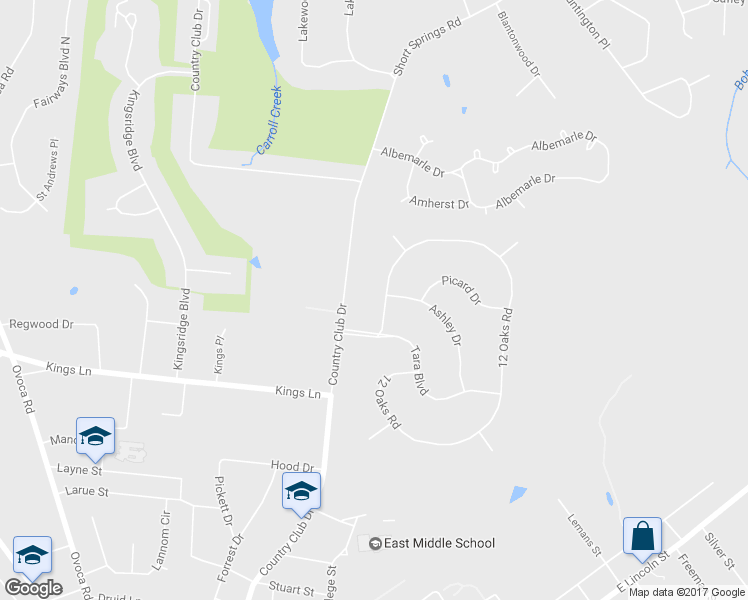 map of restaurants, bars, coffee shops, grocery stores, and more near 105 12 Oaks Road in Tullahoma