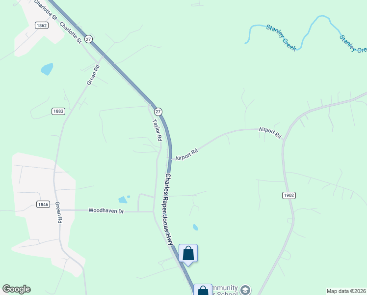 map of restaurants, bars, coffee shops, grocery stores, and more near 3808 Charles Raper Jonas Highway in Stanley