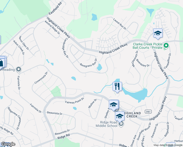 map of restaurants, bars, coffee shops, grocery stores, and more near 5571 Cambridge Bay Drive in Charlotte