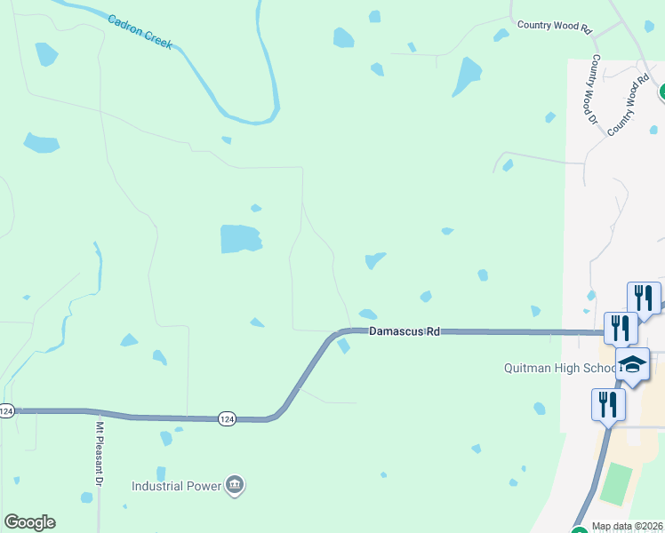 map of restaurants, bars, coffee shops, grocery stores, and more near Reynolds Ranch Rd. in Quitman