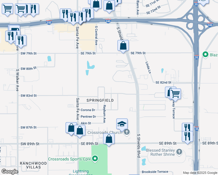 map of restaurants, bars, coffee shops, grocery stores, and more near 8316 Bellmon Avenue in Oklahoma City