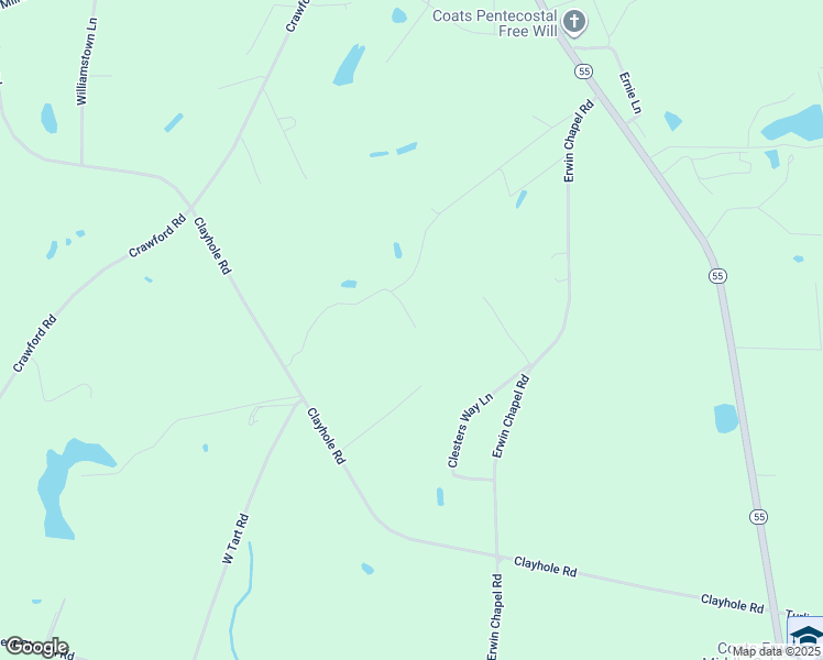 map of restaurants, bars, coffee shops, grocery stores, and more near 1280 Clayhole Road in Dunn