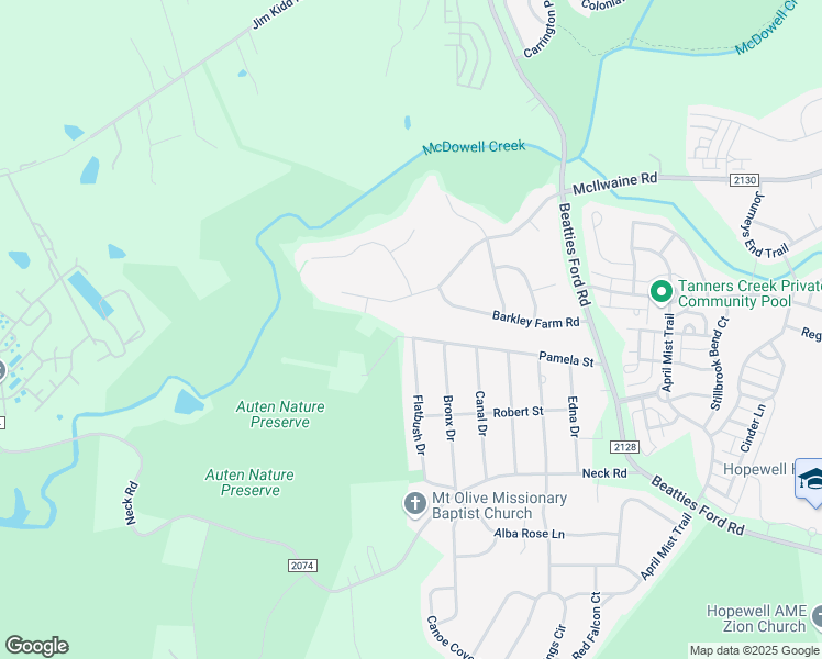 map of restaurants, bars, coffee shops, grocery stores, and more near 6017 Pamela Street in Huntersville
