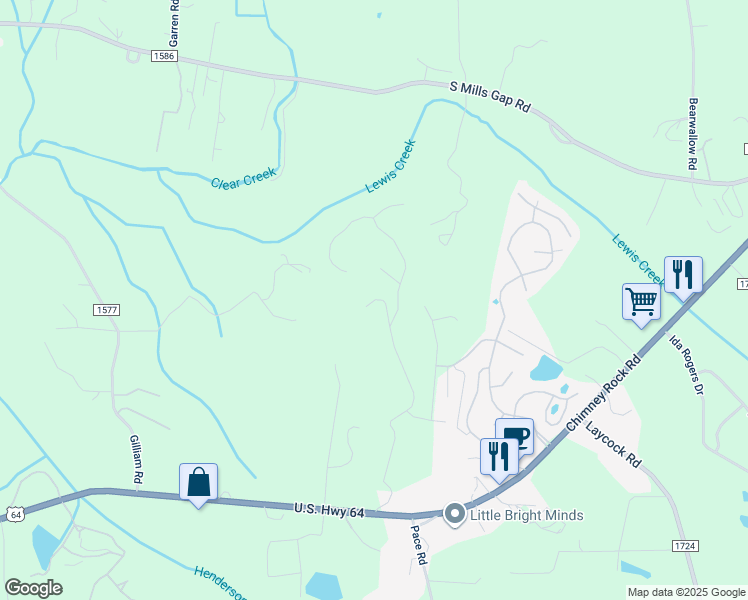map of restaurants, bars, coffee shops, grocery stores, and more near 199 Stacy Lane in Hendersonville