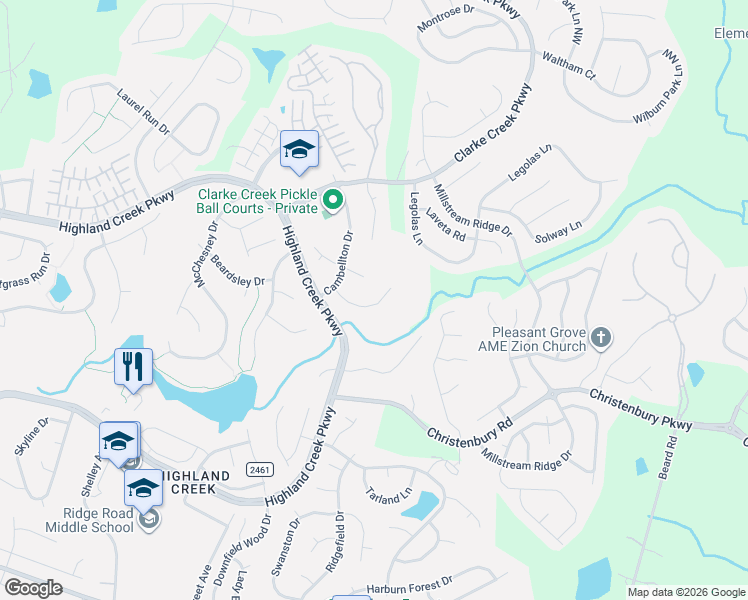 map of restaurants, bars, coffee shops, grocery stores, and more near 7912 Fairmeadows Drive in Charlotte