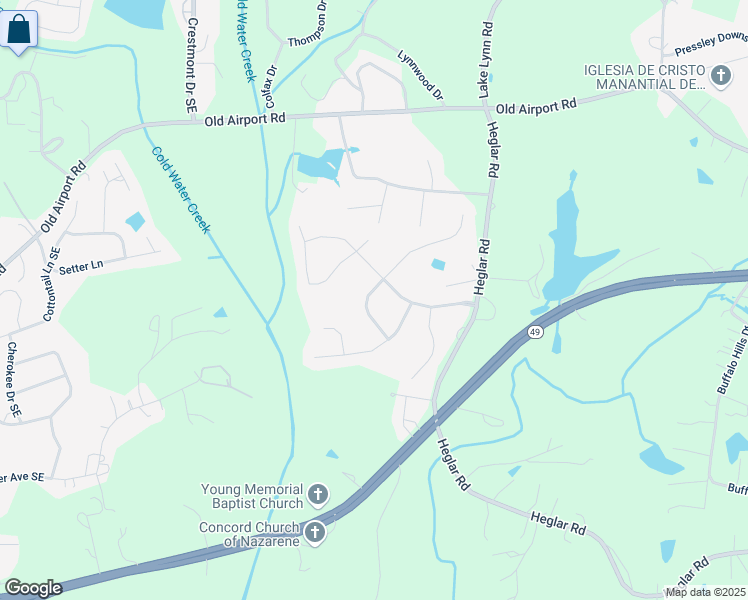 map of restaurants, bars, coffee shops, grocery stores, and more near 2361 Fairport Drive Southeast in Concord