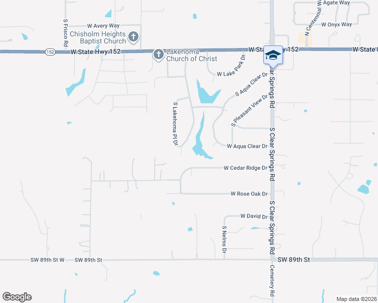 map of restaurants, bars, coffee shops, grocery stores, and more near 740 South Lakehoma Drive in Mustang