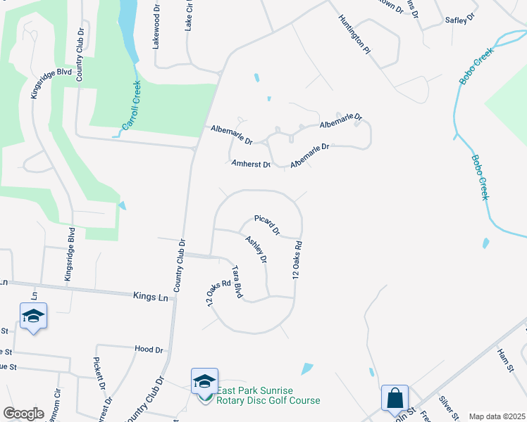 map of restaurants, bars, coffee shops, grocery stores, and more near 109 Picard Drive in Tullahoma