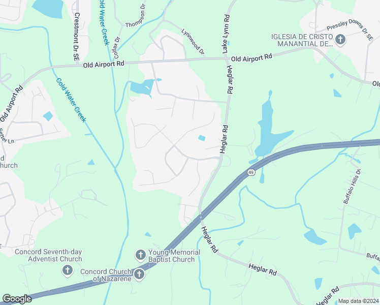 map of restaurants, bars, coffee shops, grocery stores, and more near 842 Langley Drive Southeast in Concord