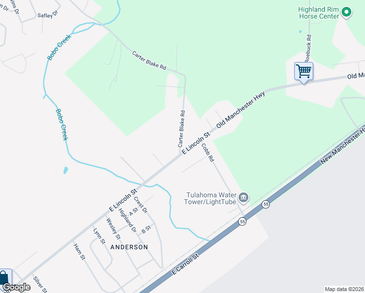 map of restaurants, bars, coffee shops, grocery stores, and more near 2401 East Lincoln Street in Tullahoma