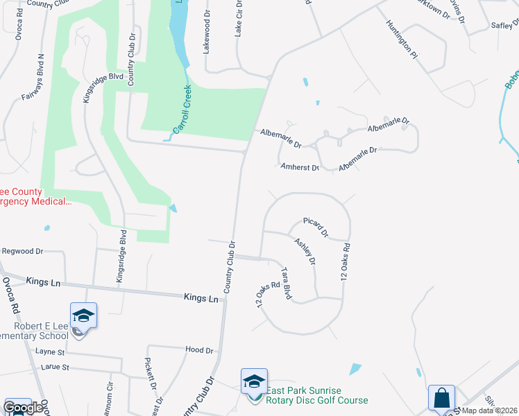 map of restaurants, bars, coffee shops, grocery stores, and more near 205 12 Oaks Road in Tullahoma