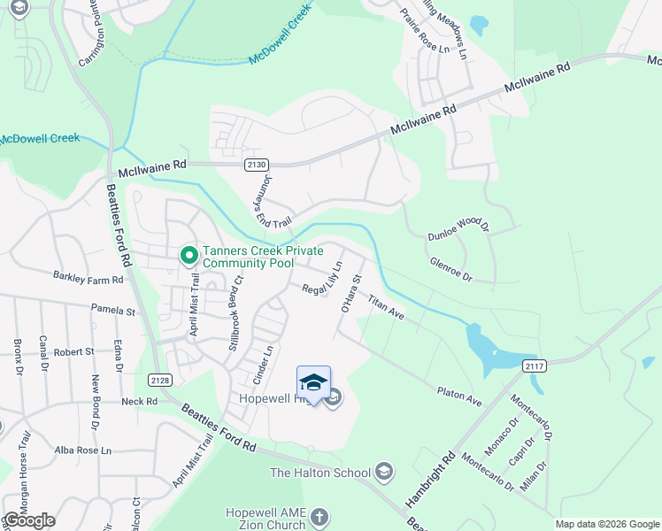 map of restaurants, bars, coffee shops, grocery stores, and more near 12021 Regal Lily Lane in Huntersville