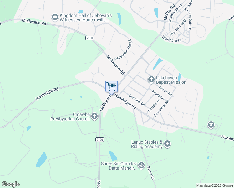 map of restaurants, bars, coffee shops, grocery stores, and more near 11701 Cimmaron Road in Huntersville