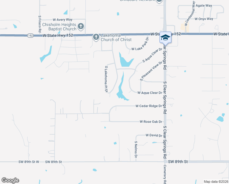 map of restaurants, bars, coffee shops, grocery stores, and more near 740 South Lakehoma Drive in Mustang