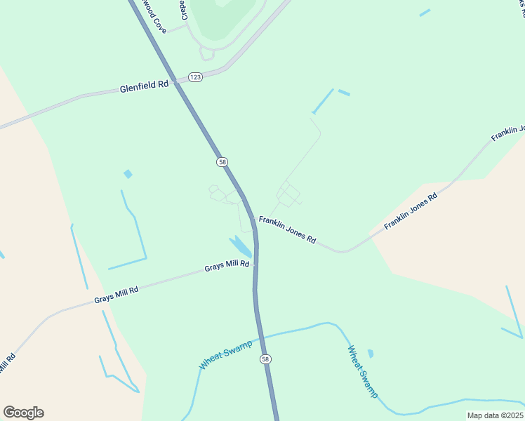 map of restaurants, bars, coffee shops, grocery stores, and more near 33 Franklin Jones Road in Hookerton