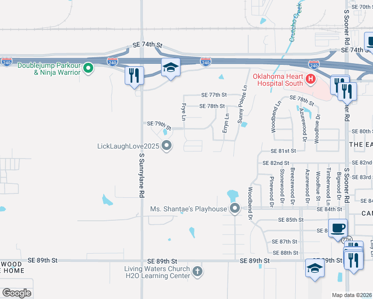 map of restaurants, bars, coffee shops, grocery stores, and more near 4513 Southeast 81st Street in Oklahoma City