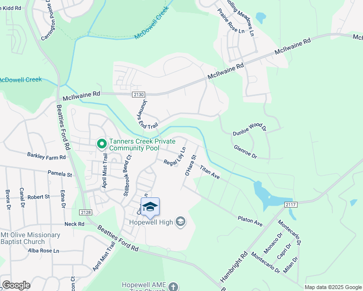 map of restaurants, bars, coffee shops, grocery stores, and more near 12029 Regal Lily Lane in Huntersville