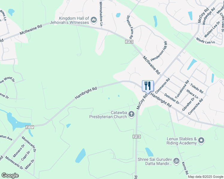map of restaurants, bars, coffee shops, grocery stores, and more near 8602 Hambright Road in Huntersville