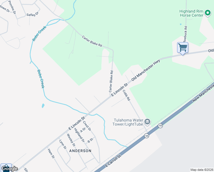 map of restaurants, bars, coffee shops, grocery stores, and more near 2401 East Lincoln Street in Tullahoma