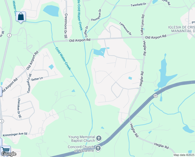 map of restaurants, bars, coffee shops, grocery stores, and more near 896 Sutherly Drive Southeast in Concord