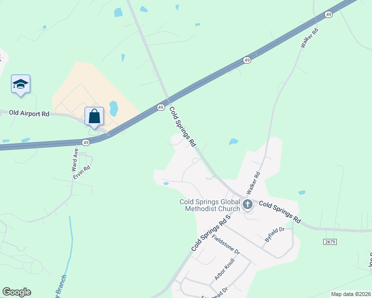 map of restaurants, bars, coffee shops, grocery stores, and more near 2346 Cold Springs Road in Concord