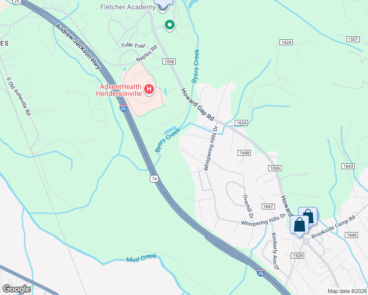 map of restaurants, bars, coffee shops, grocery stores, and more near 121 East Glenwood Lane in Hendersonville