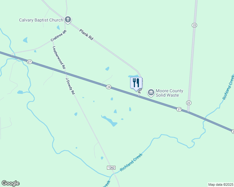 map of restaurants, bars, coffee shops, grocery stores, and more near 10611 North Carolina 27 in Carthage