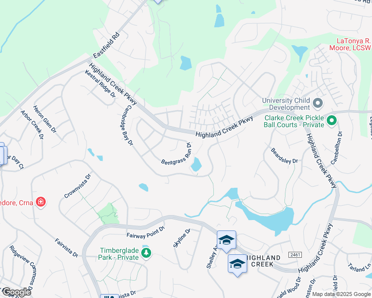 map of restaurants, bars, coffee shops, grocery stores, and more near 5421 Bentgrass Run Drive in Charlotte
