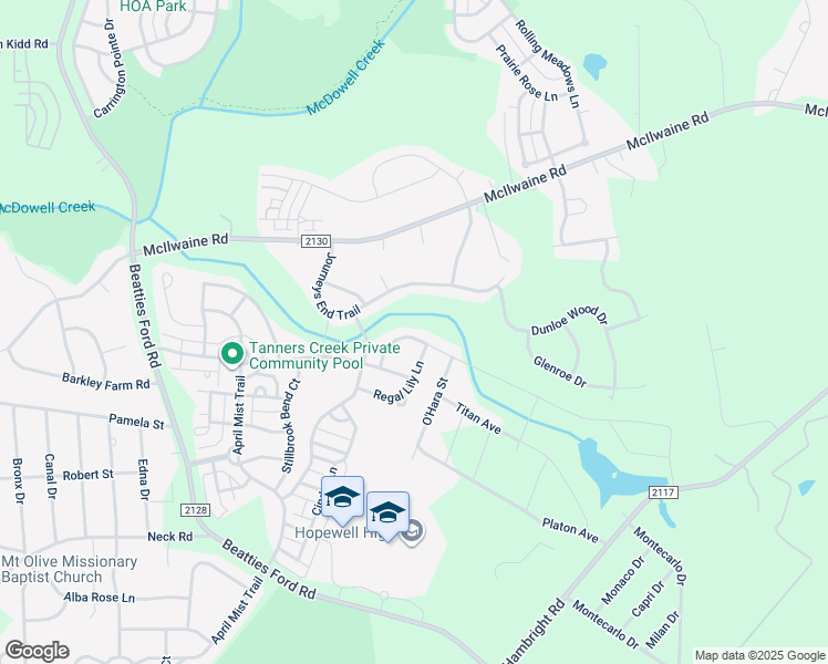 map of restaurants, bars, coffee shops, grocery stores, and more near 12140 Palomar Drive in Huntersville