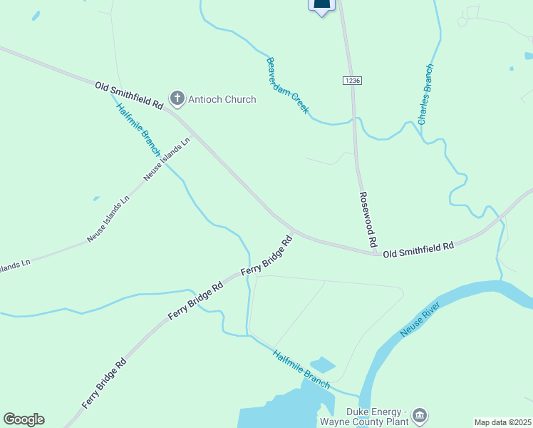 map of restaurants, bars, coffee shops, grocery stores, and more near 2127 Old Smithfield Road in Goldsboro