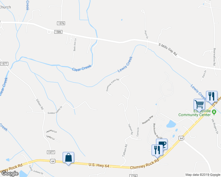 map of restaurants, bars, coffee shops, grocery stores, and more near 139 Overlook Point Road in Hendersonville