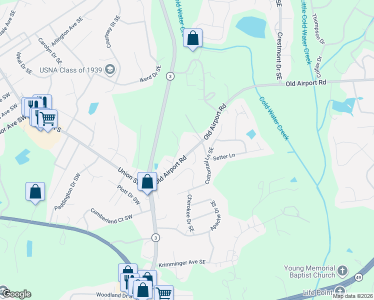 map of restaurants, bars, coffee shops, grocery stores, and more near 127 Old Airport Road in Concord