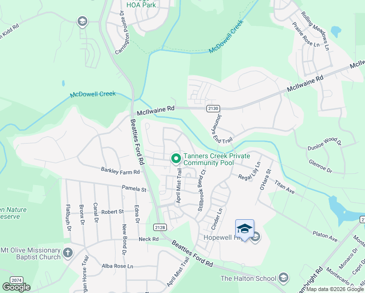 map of restaurants, bars, coffee shops, grocery stores, and more near 12711 Coral Sunrise Drive in Huntersville