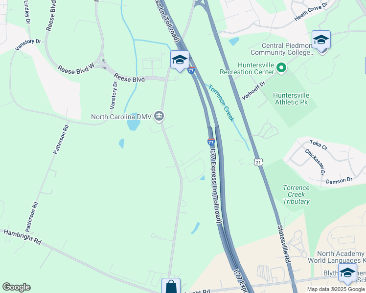 map of restaurants, bars, coffee shops, grocery stores, and more near 11910 Mount Holly-Huntersville Road in Huntersville