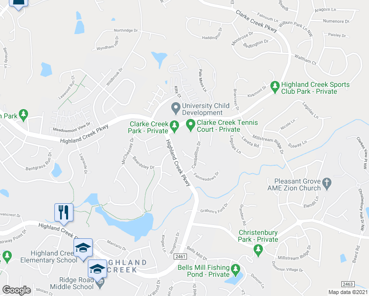 map of restaurants, bars, coffee shops, grocery stores, and more near 8131 Pelorus Lane in Charlotte