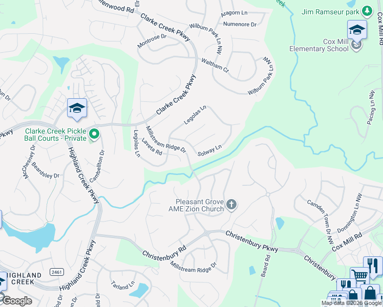 map of restaurants, bars, coffee shops, grocery stores, and more near 1958 Solway Ln in Charlotte