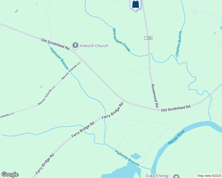 map of restaurants, bars, coffee shops, grocery stores, and more near 2127 Old Smithfield Road in Goldsboro