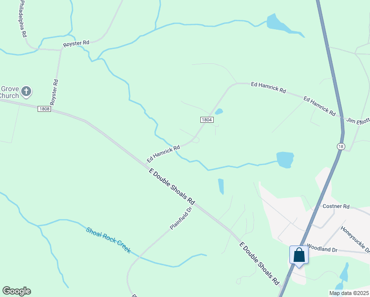 map of restaurants, bars, coffee shops, grocery stores, and more near 720 Ed Hamrick Road in Shelby