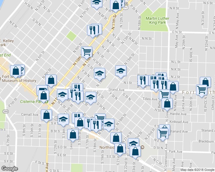 map of restaurants, bars, coffee shops, grocery stores, and more near 699 North 15th Street in Fort Smith
