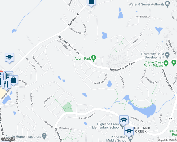 map of restaurants, bars, coffee shops, grocery stores, and more near 8909 Lyleton Lane in Charlotte