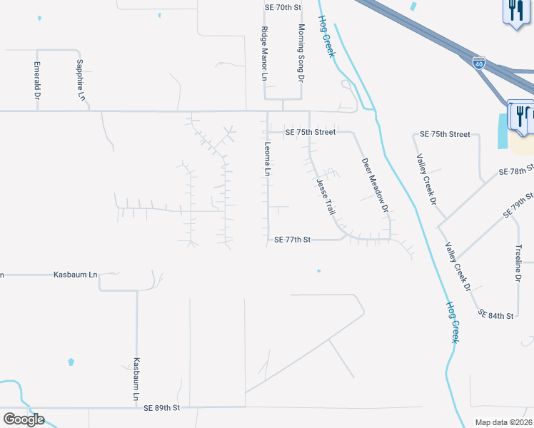 map of restaurants, bars, coffee shops, grocery stores, and more near 7611 Leoma Lane in Oklahoma City
