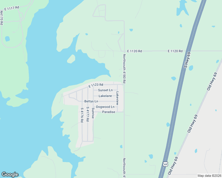 map of restaurants, bars, coffee shops, grocery stores, and more near 417868 East 1124 Road in Checotah