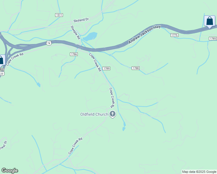 map of restaurants, bars, coffee shops, grocery stores, and more near 8 Montana Drive in Sylva