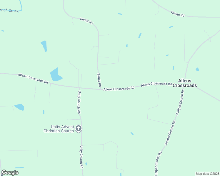 map of restaurants, bars, coffee shops, grocery stores, and more near 1624 Allens Crossroads Road in Four Oaks