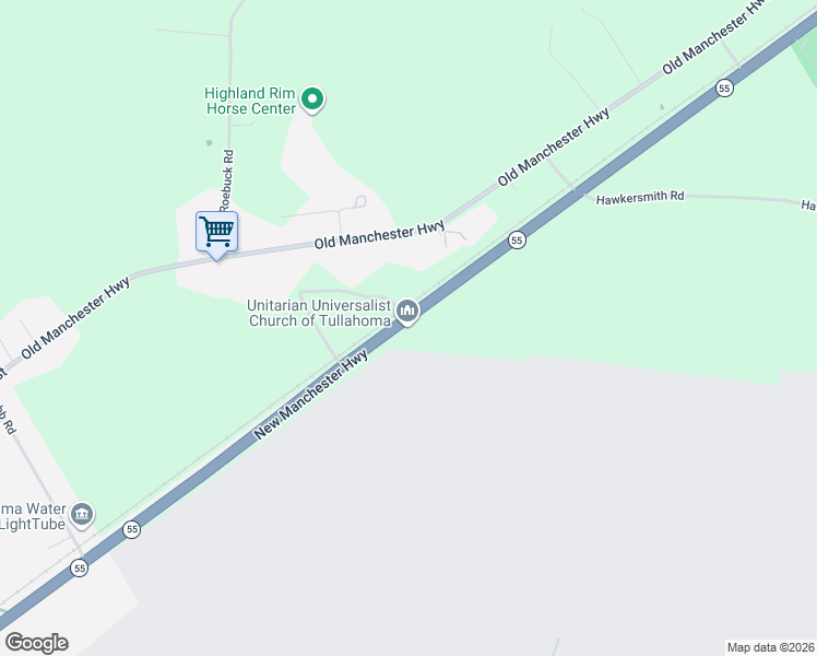 map of restaurants, bars, coffee shops, grocery stores, and more near 3536 New Manchester Highway in Tullahoma